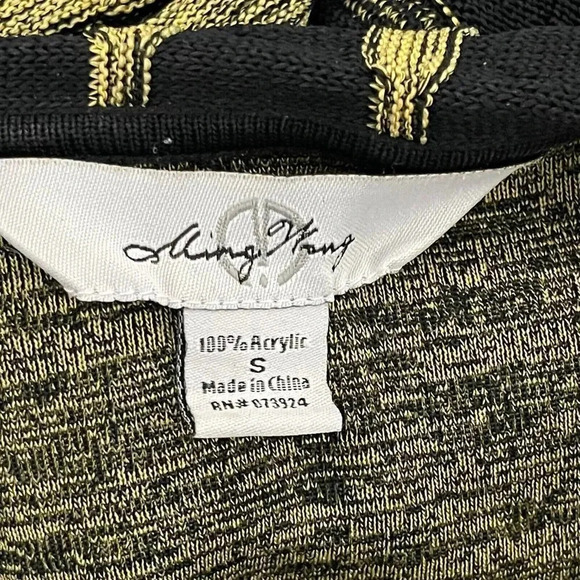 Ming Wang Blazer cardigan Jacket Womens size small ruffle collar black khaki - Picture 8 of 9